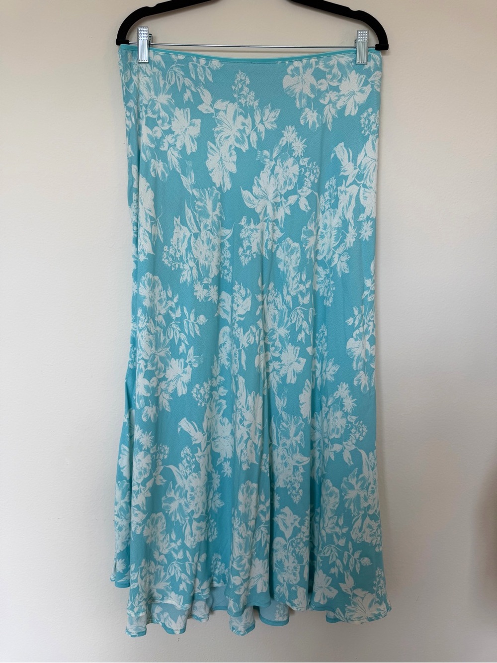 Mango Turquoise Floral Maxi Skirt Large